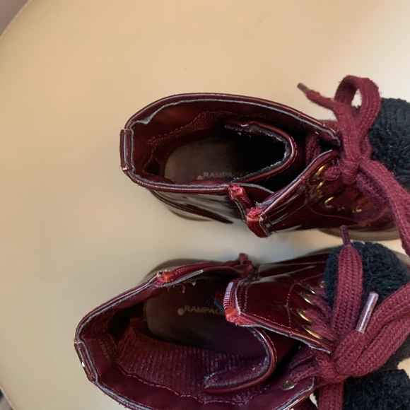 Rampage Girls fun patent burgundy/wine combat boot - Picture 7 of 8